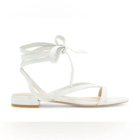 Stuart Weitzman Anita Wraparound Gladiator White Ankle Leather Sandal size 9.5 - Picture 2 of 16